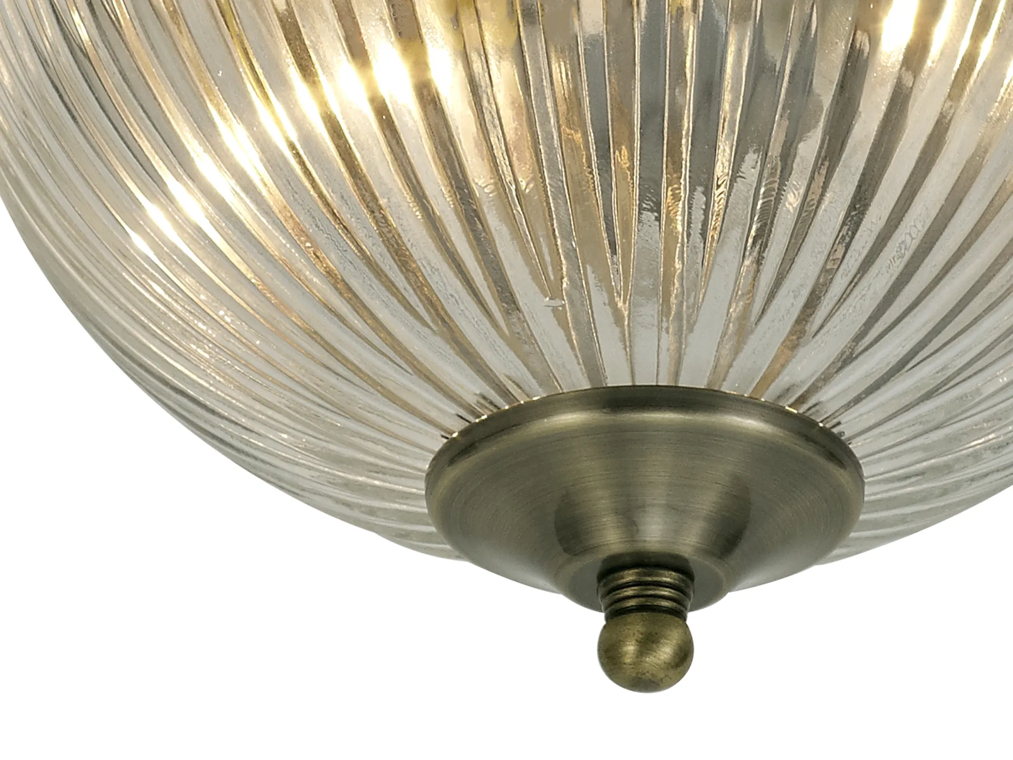 Macy Glass IP44 Flush Ceiling 2 Light Antique Brass D0405  Deco Macy